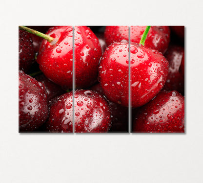 Cherries with Water Drops Canvas Print-Canvas Print-CetArt-3 Panels-36x24 inches-CetArt