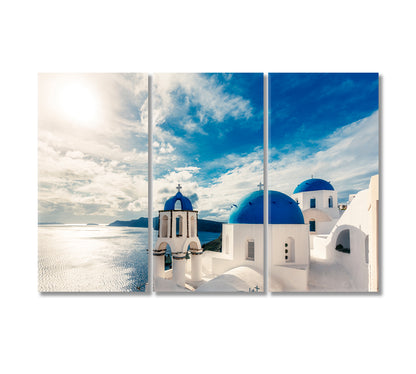 Churches in Oia Santorini Island Greece Canvas Print-Canvas Print-CetArt-3 Panels-36x24 inches-CetArt