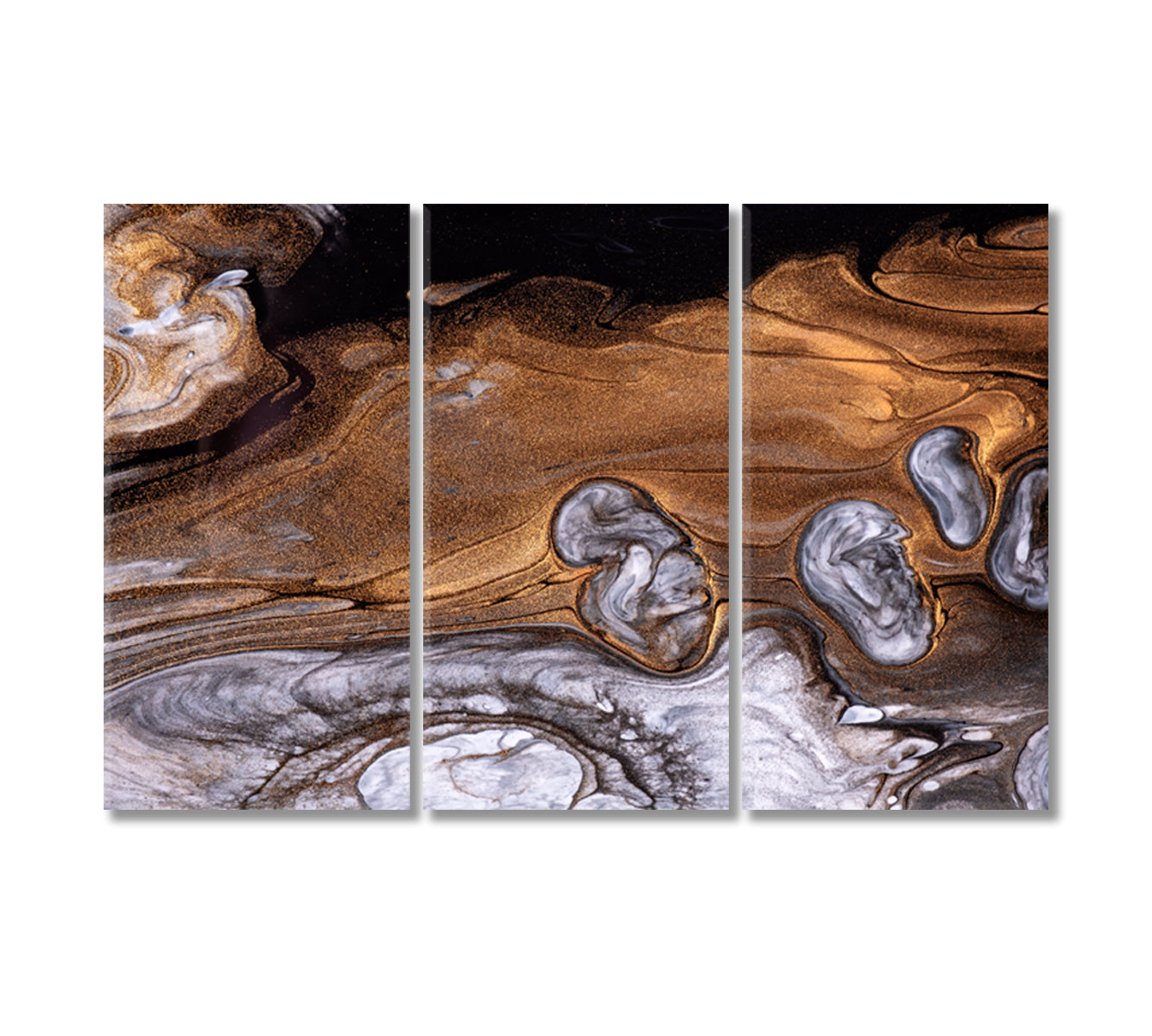 Abstract Bronze Wavy Marble Canvas Print-Canvas Print-CetArt-3 Panels-36x24 inches-CetArt