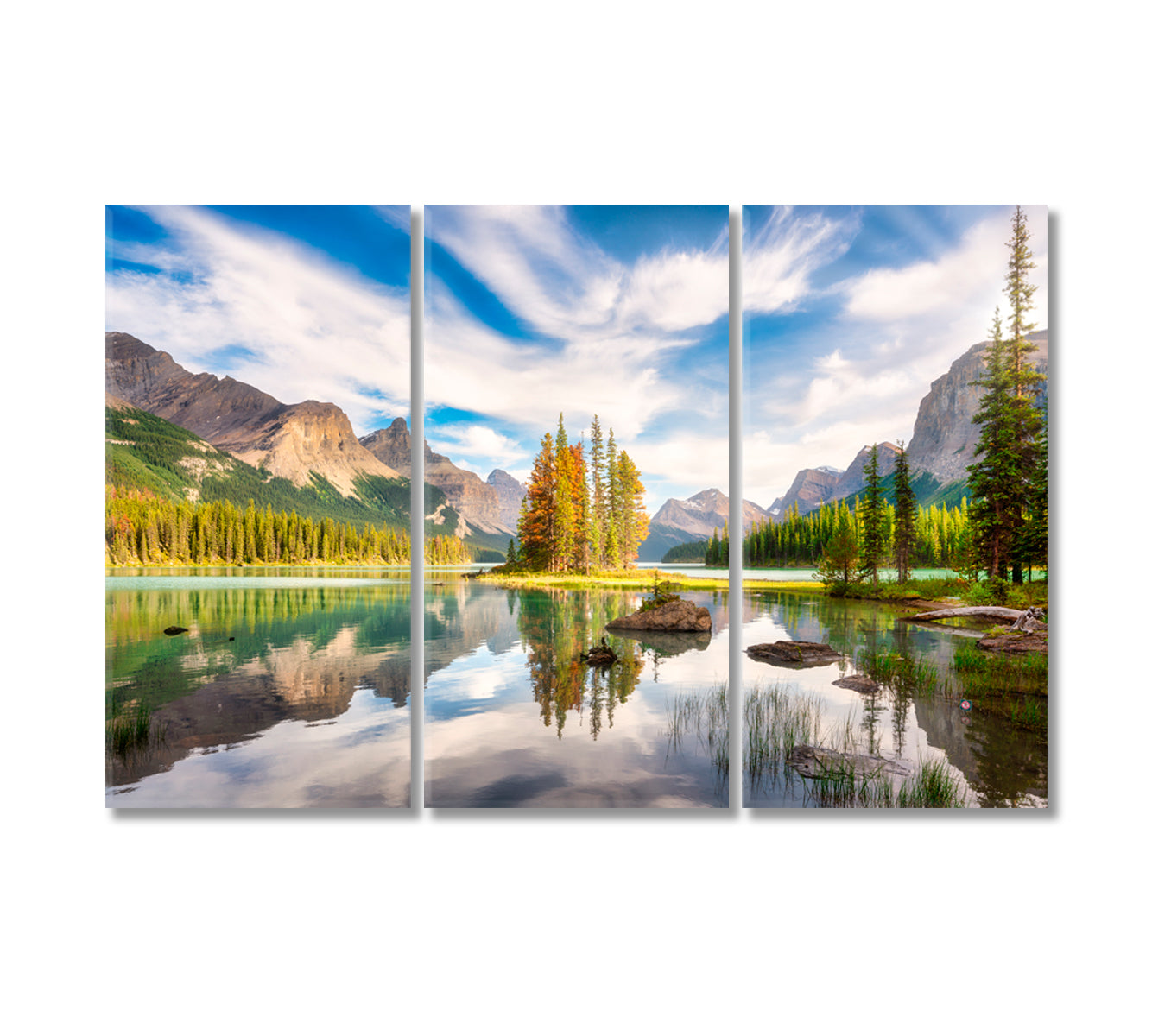 Spirit Island Maligne Lake Jasper National Park Canada Canvas Print-Canvas Print-CetArt-3 Panels-36x24 inches-CetArt
