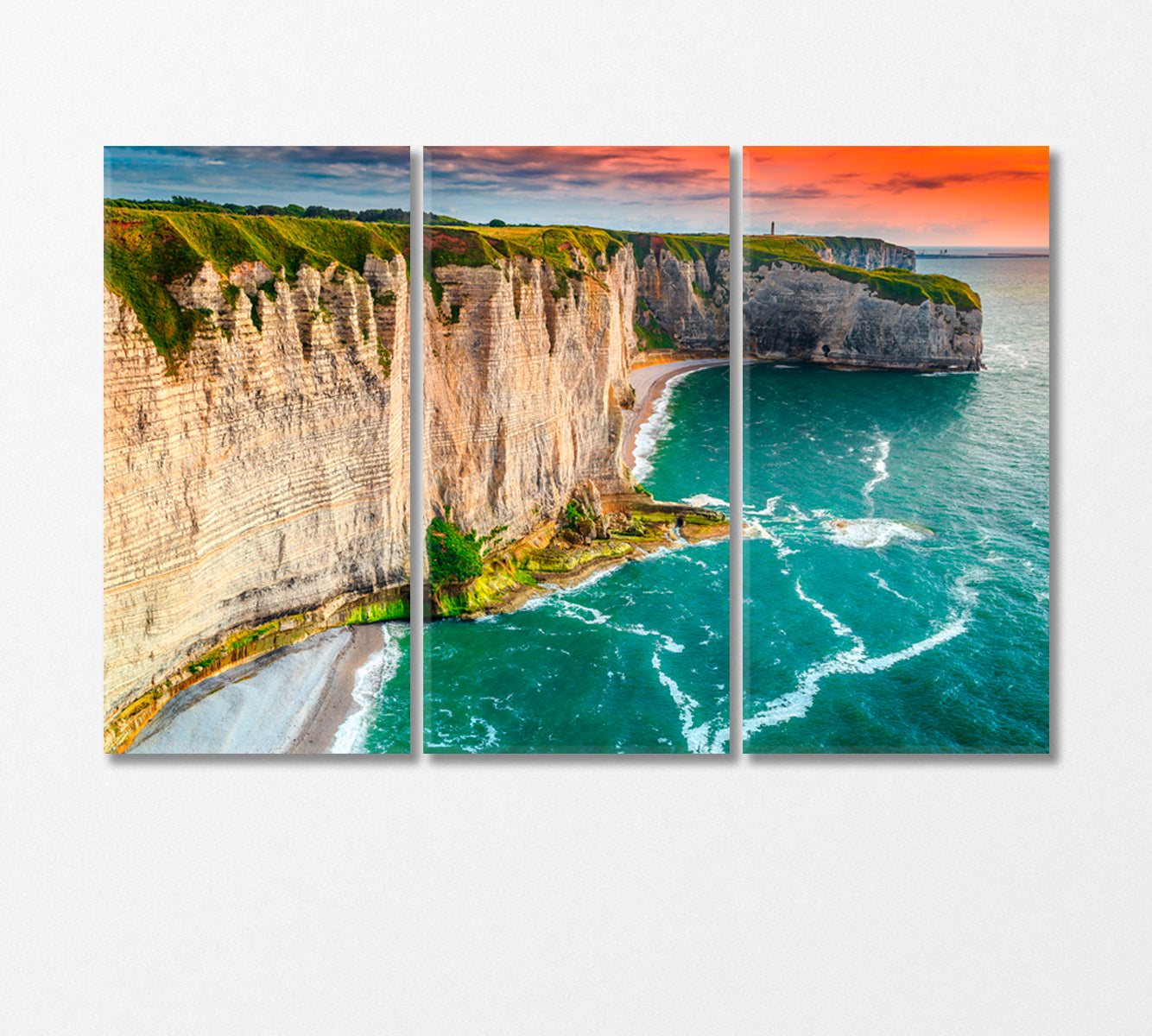 Rocky Coastline near Etretat France Canvas Print-Canvas Print-CetArt-3 Panels-36x24 inches-CetArt