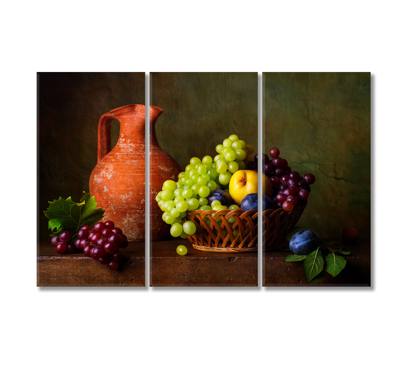Still Life with Grapes and Plums Canvas Print-Canvas Print-CetArt-3 Panels-36x24 inches-CetArt
