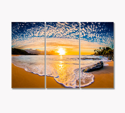 Sunset on the North Shore Oahu Hawaii Canvas Print-Canvas Print-CetArt-3 Panels-36x24 inches-CetArt