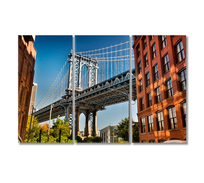 Manhattan Bridge Dumbo Brooklyn New York USA Canvas Print-Canvas Print-CetArt-3 Panels-36x24 inches-CetArt