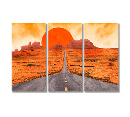 Sunset at Monument Valley USA Canvas Print-Canvas Print-CetArt-3 Panels-36x24 inches-CetArt