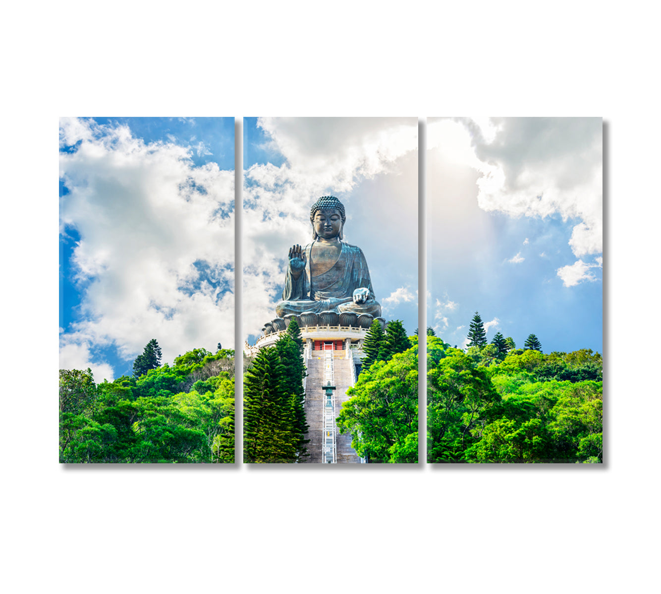 Big Buddha Statue Hong Kong Canvas Print-Canvas Print-CetArt-3 Panels-36x24 inches-CetArt