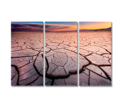 Desert Landscape Cracked Earth Canvas Print-Canvas Print-CetArt-3 Panels-36x24 inches-CetArt
