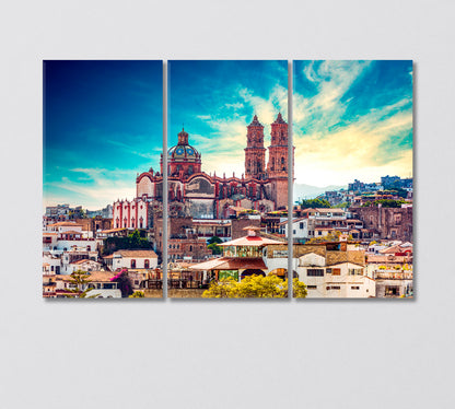 Santa Prisca Church in Taxco Mexico Canvas Print-Canvas Print-CetArt-3 Panels-36x24 inches-CetArt