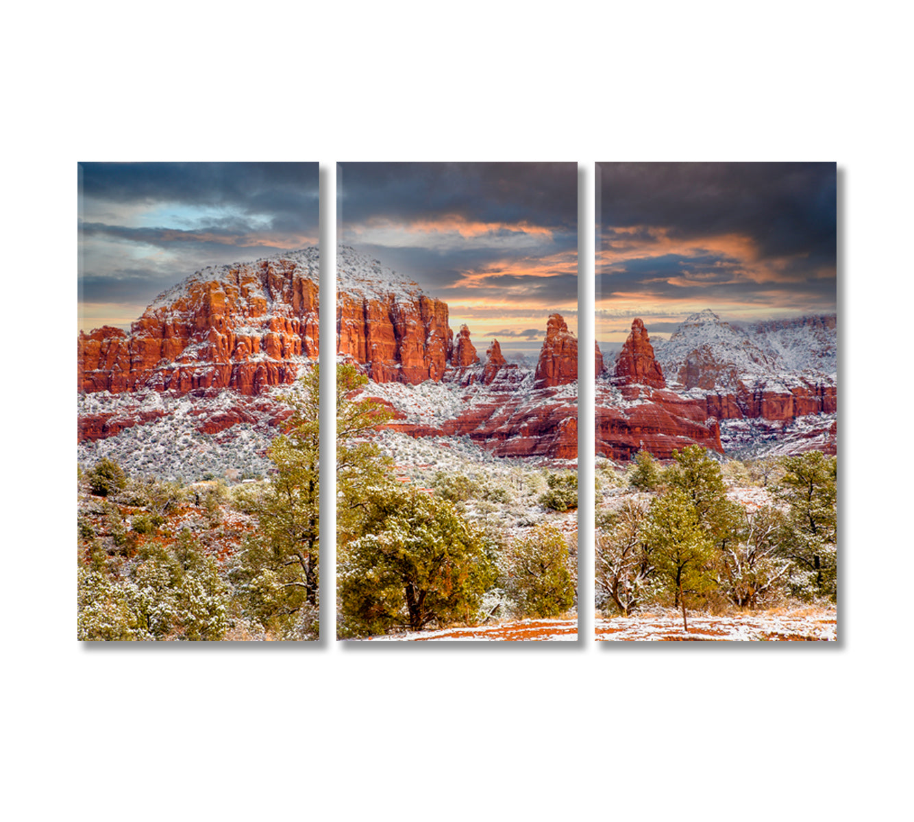 Snow Covered Red Rocks Arizona Canvas Print-Canvas Print-CetArt-3 Panels-36x24 inches-CetArt