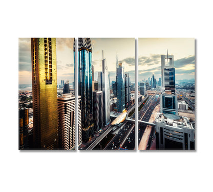 Picturesque Skyline World's Tallest Skyscrapers Dubai Canvas Print-Canvas Print-CetArt-3 Panels-36x24 inches-CetArt