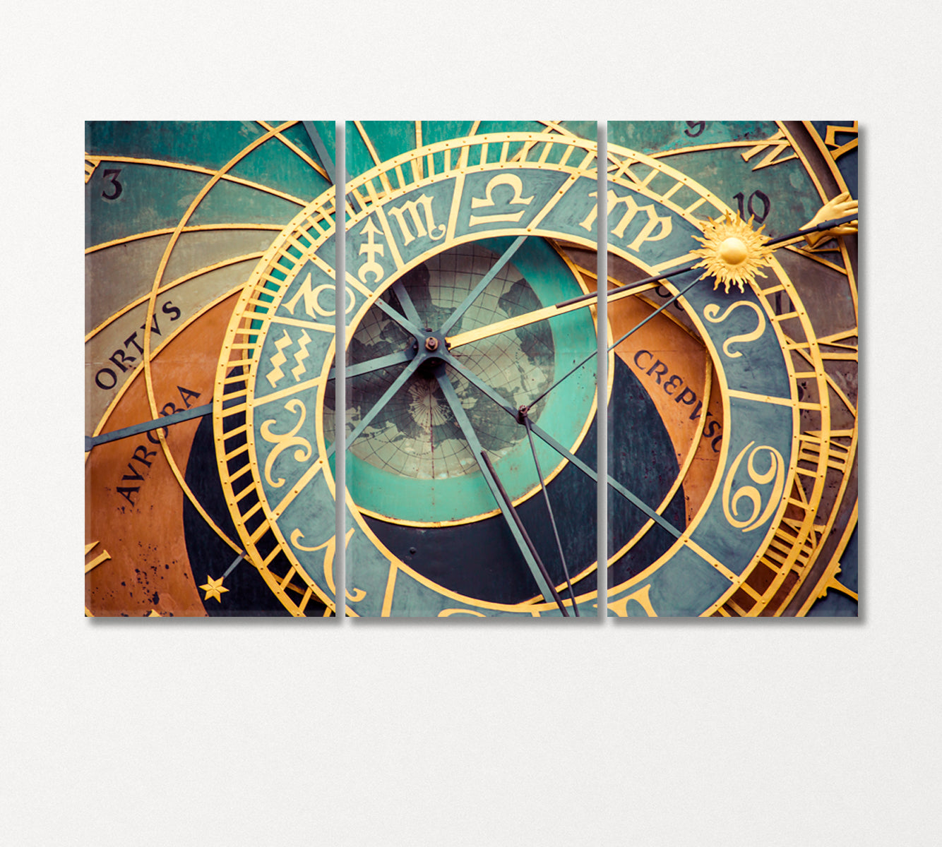 Prague Astronomical Clock in Details Canvas Print-Canvas Print-CetArt-3 Panels-36x24 inches-CetArt