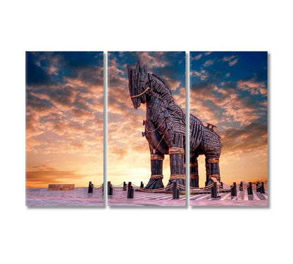 Wooden Horse in Canakkale Turkey Canvas Print-Canvas Print-CetArt-3 Panels-36x24 inches-CetArt