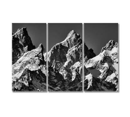 Snow Covered Tetons Mountain Range Canvas Print-Canvas Print-CetArt-3 Panels-36x24 inches-CetArt