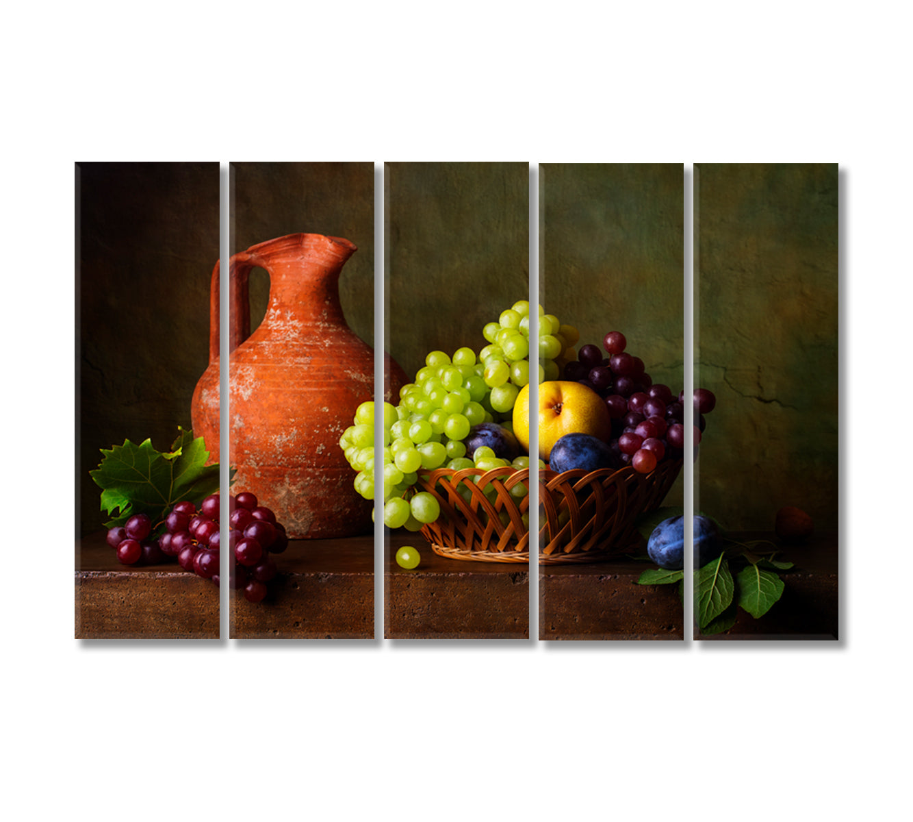 Still Life with Grapes and Plums Canvas Print-Canvas Print-CetArt-5 Panels-36x24 inches-CetArt