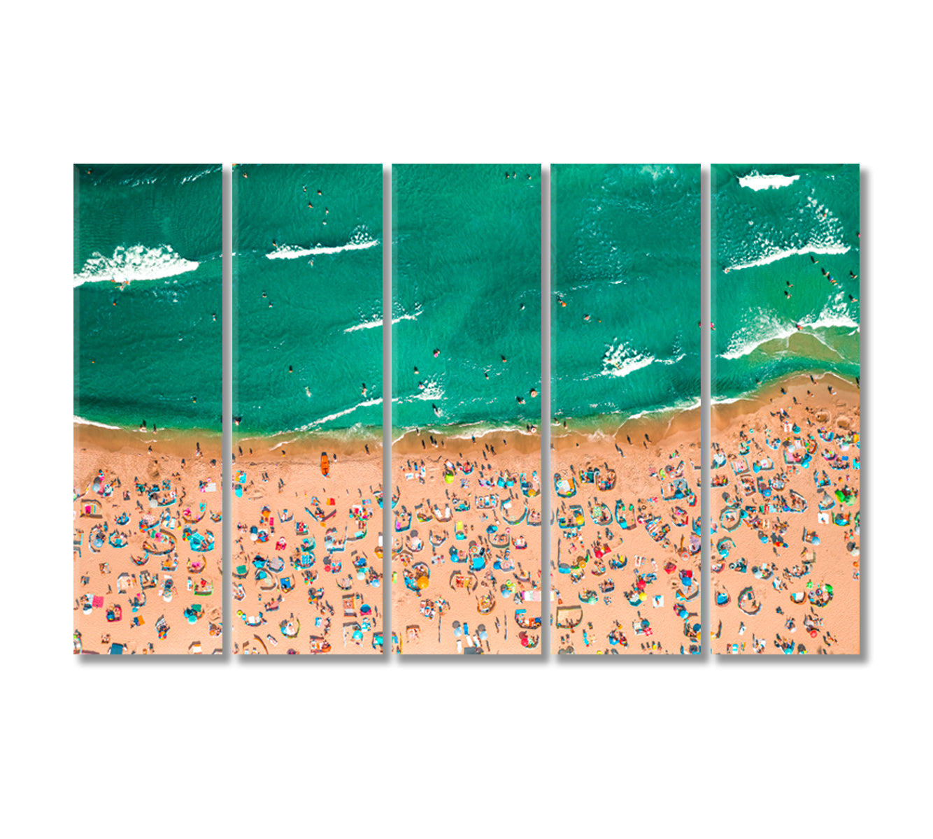 Crowded Beach at Baltic Sea Poland Canvas Print-Canvas Print-CetArt-5 Panels-36x24 inches-CetArt