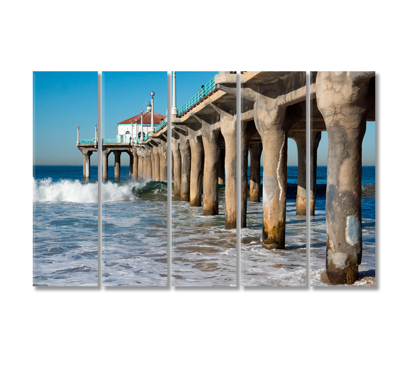 Along Manhattan Beach Pier California Canvas Print-Canvas Print-CetArt-5 Panels-36x24 inches-CetArt