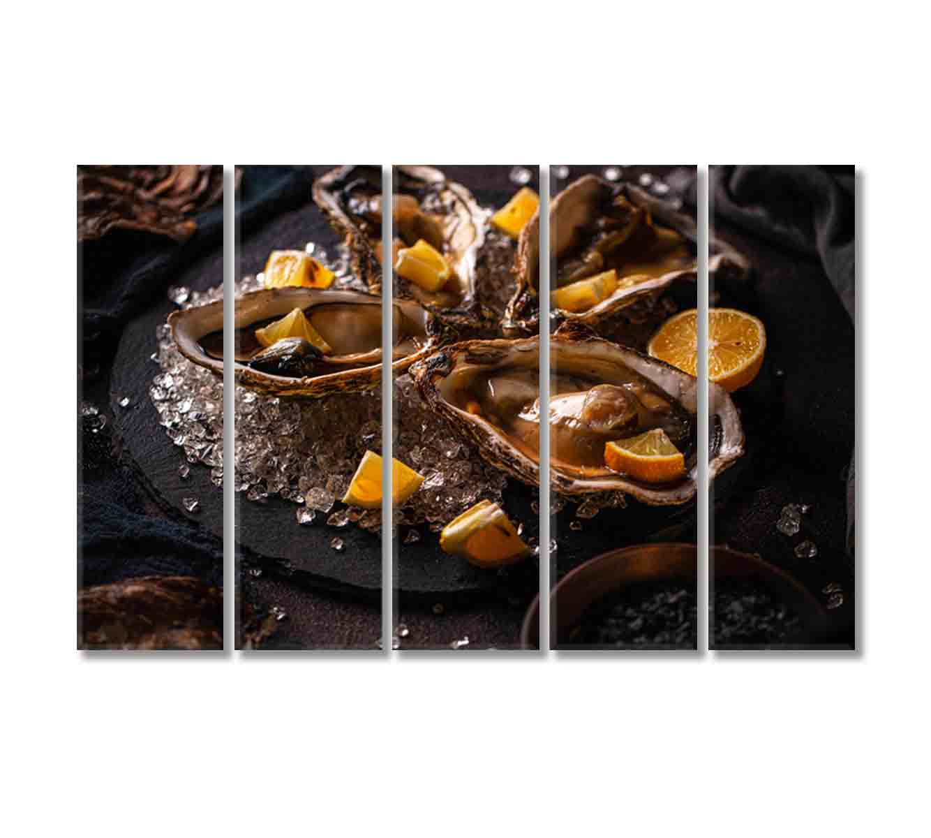 Oysters with Ice and Lemon Canvas Print-Canvas Print-CetArt-5 Panels-36x24 inches-CetArt