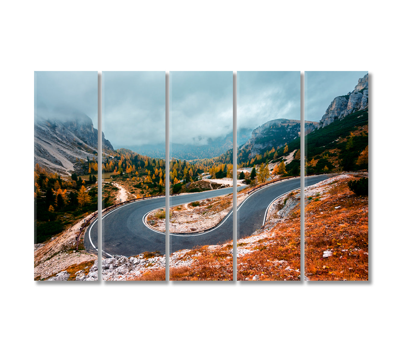 Winding Mountains Road of Lavaredo in Tre Cime di Lavaredo National Park Dolomite Alps Canvas Print-Canvas Print-CetArt-5 Panels-36x24 inches-CetArt