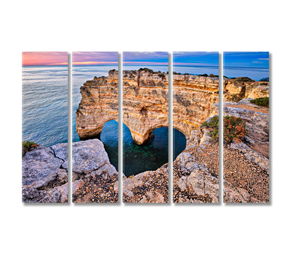 Heart Arch on Coast of Algarve Portugal Canvas Print-Canvas Print-CetArt-5 Panels-36x24 inches-CetArt