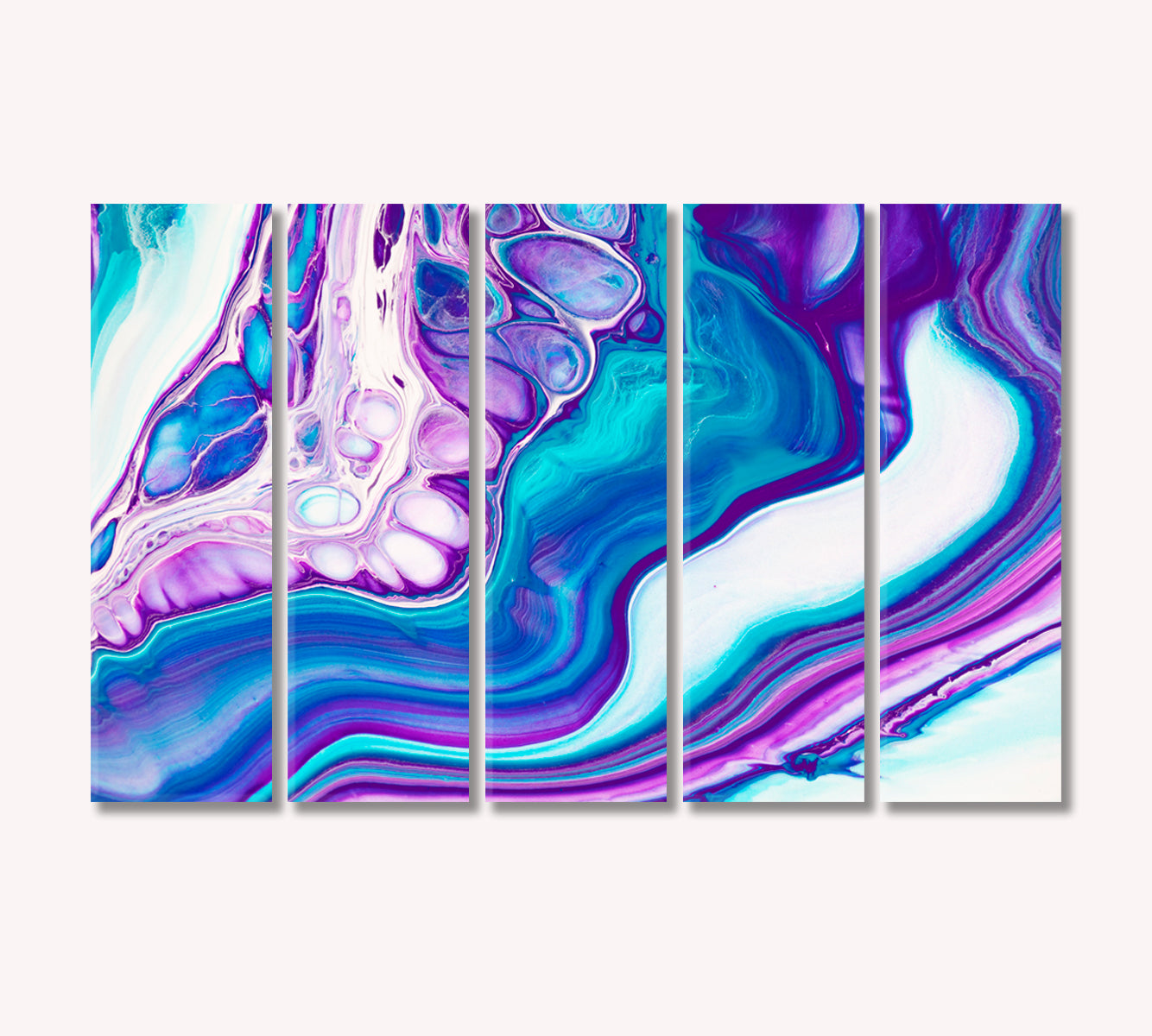 Mixing White Purple and Blue Liquid Acrylic Weave Canvas Print-Canvas Print-CetArt-5 Panels-36x24 inches-CetArt