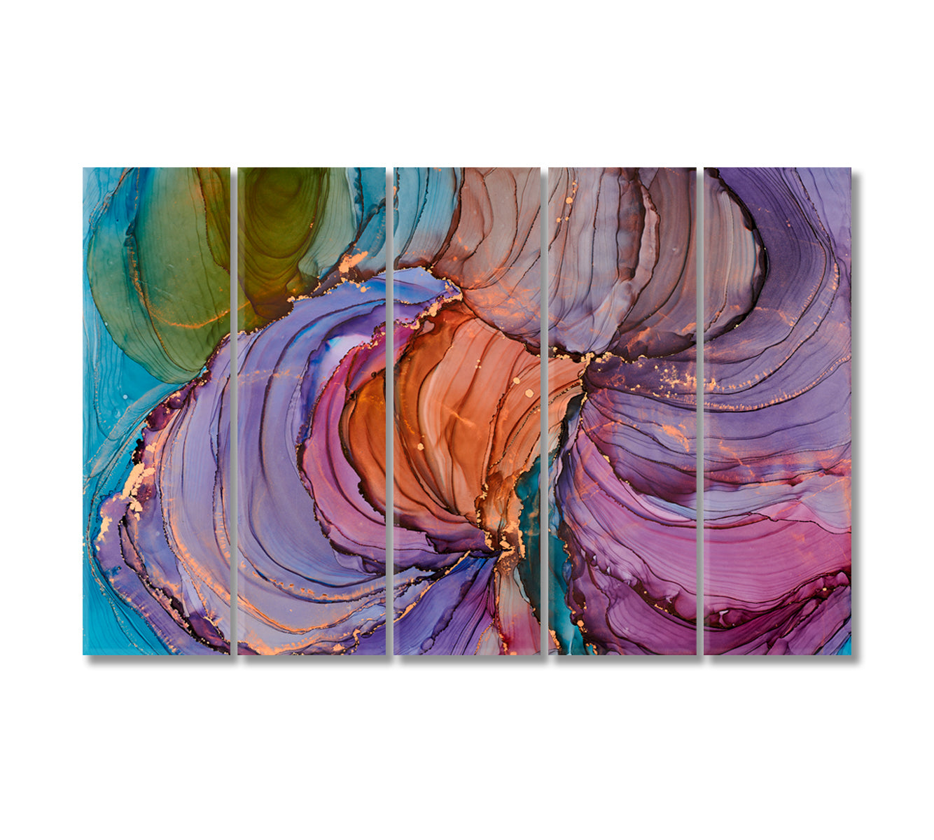 Natural Luxury Abstract Fluid Art Waves and Swirls Canvas Print-Canvas Print-CetArt-5 Panels-36x24 inches-CetArt