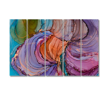 Natural Luxury Abstract Fluid Art Waves and Swirls Canvas Print-Canvas Print-CetArt-5 Panels-36x24 inches-CetArt
