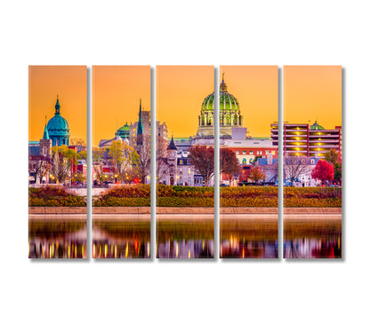 Harrisburg Pennsylvania USA Downtown Canvas Print-Canvas Print-CetArt-5 Panels-36x24 inches-CetArt
