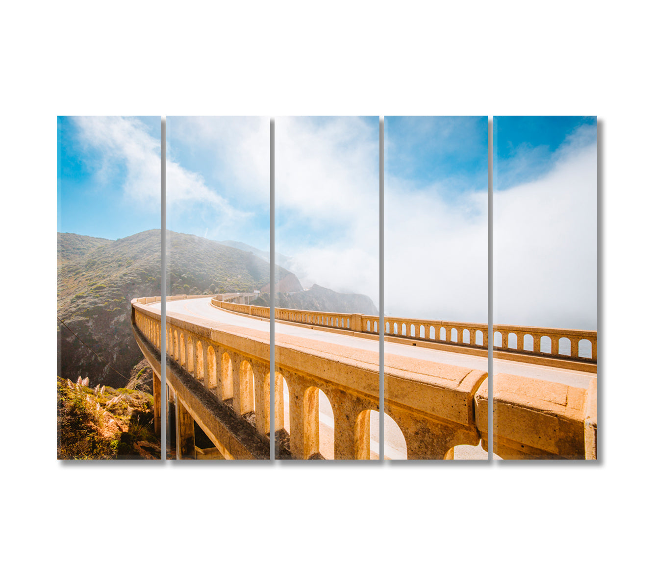 Historic Bixby Creek Bridge California USA Canvas Print-Canvas Print-CetArt-5 Panels-36x24 inches-CetArt