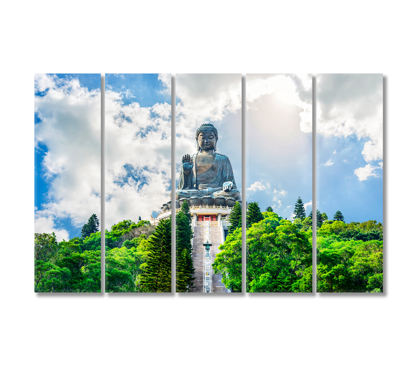 Big Buddha Statue Hong Kong Canvas Print-Canvas Print-CetArt-5 Panels-36x24 inches-CetArt