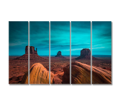 Scenic Monument Valley with Mittens and Merrick Butte Arizona USA Canvas Print-Canvas Print-CetArt-5 Panels-36x24 inches-CetArt