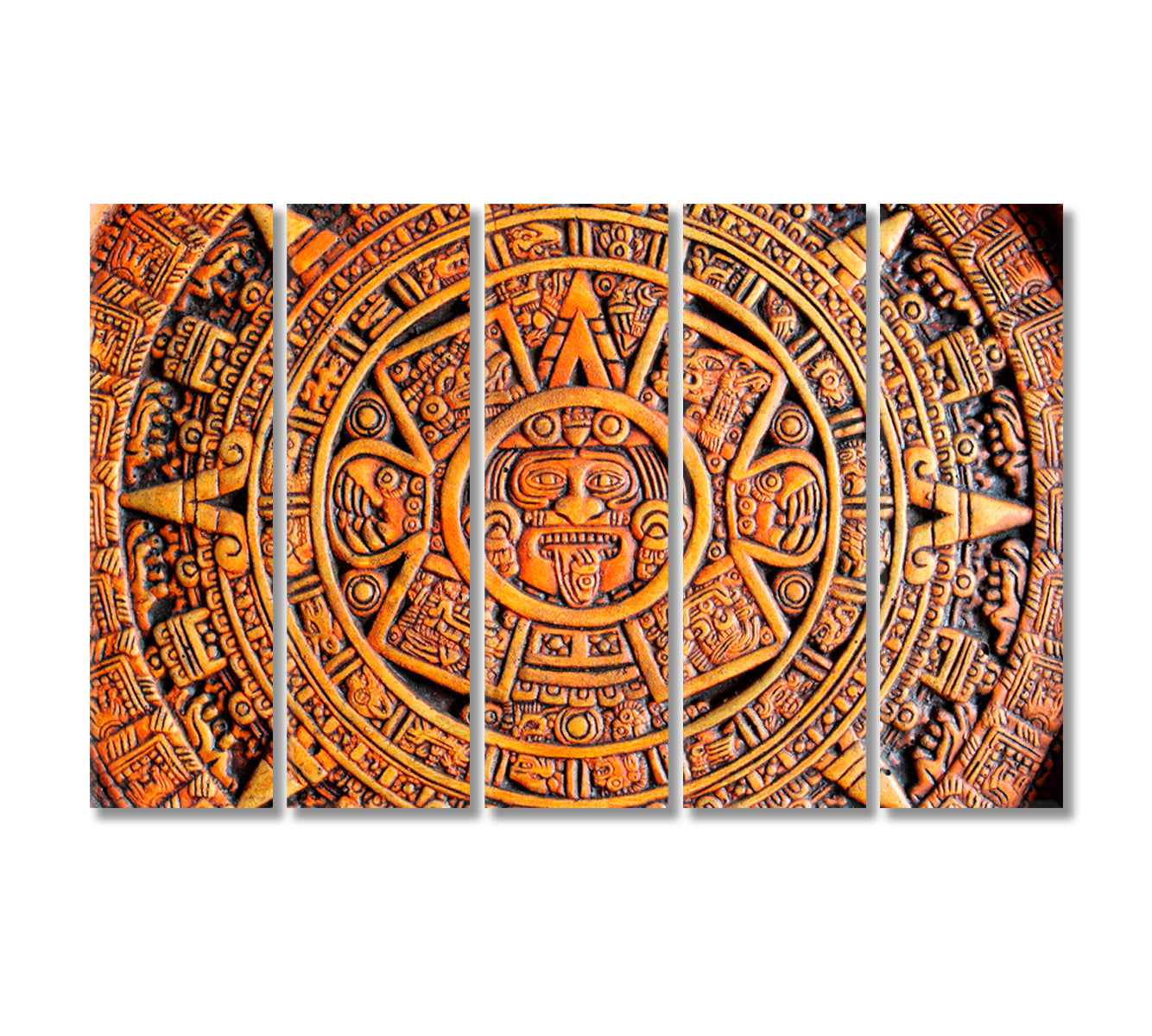 Aztec Calendar Canvas Print-Canvas Print-CetArt-5 Panels-36x24 inches-CetArt