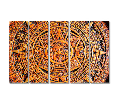 Aztec Calendar Canvas Print-Canvas Print-CetArt-5 Panels-36x24 inches-CetArt