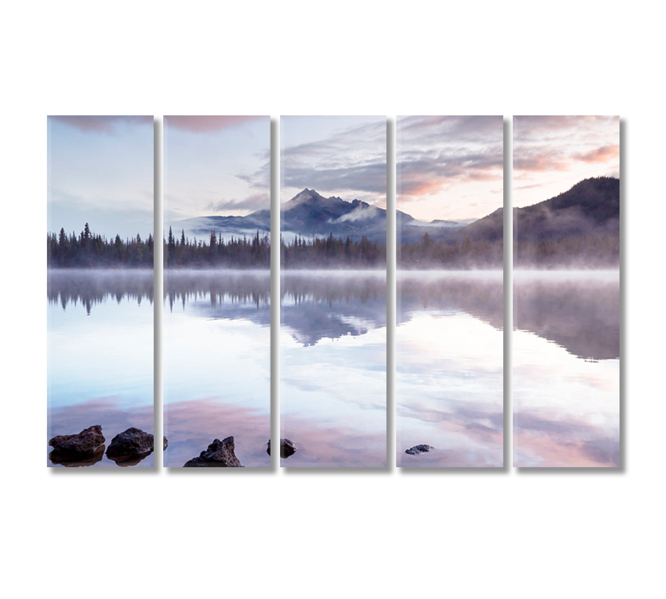 Serene Lake with Sunrise Oregon USA Canvas Print-Canvas Print-CetArt-5 Panels-36x24 inches-CetArt