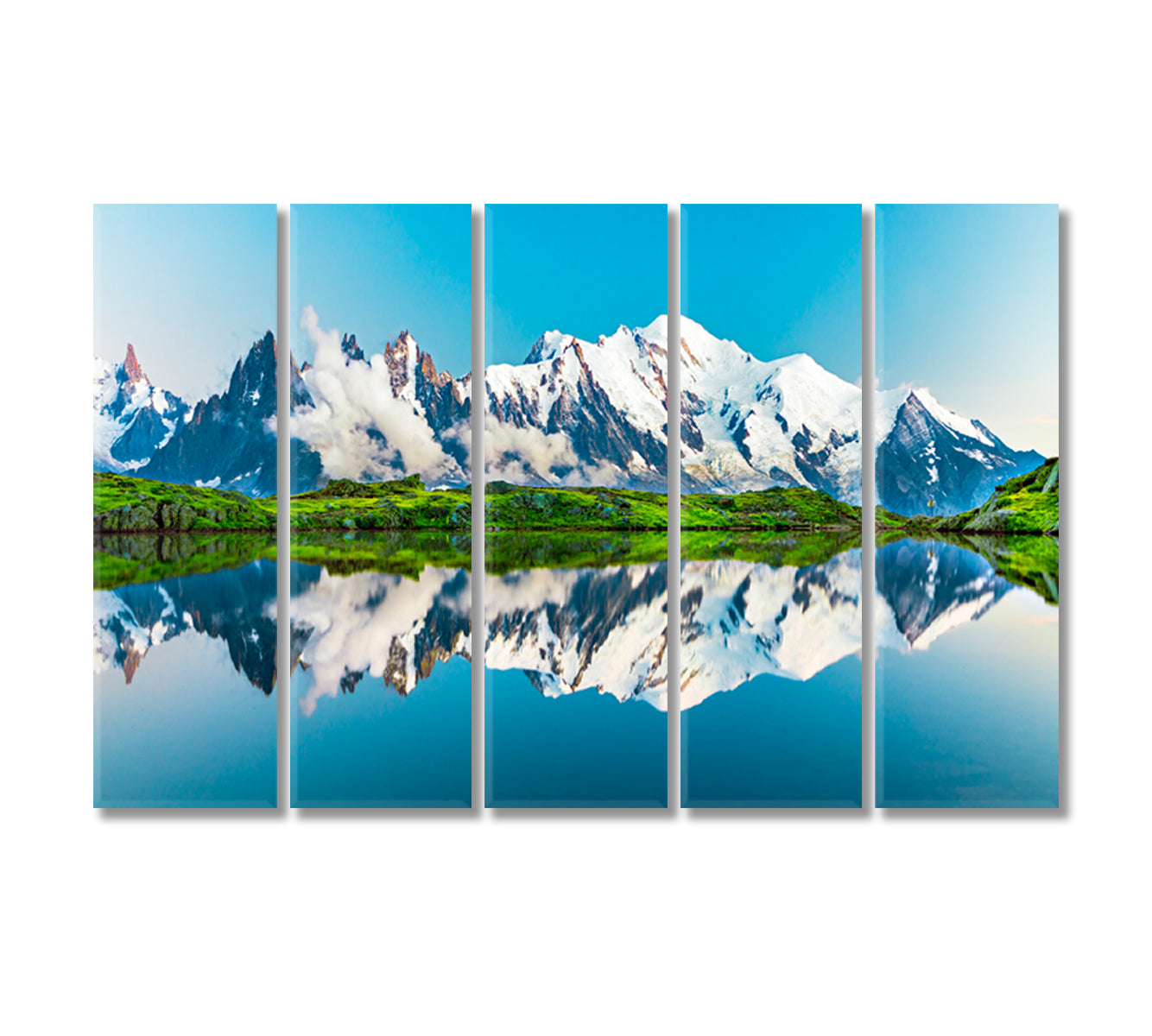 Lac Blanc Lake with Mont Blanc Chamonix France Canvas Print-Canvas Print-CetArt-5 Panels-36x24 inches-CetArt
