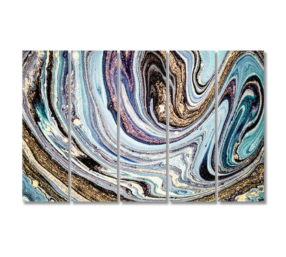 Blue Swirls of Marble Abstract Ripples of Agate Canvas Print-Canvas Print-CetArt-5 Panels-36x24 inches-CetArt