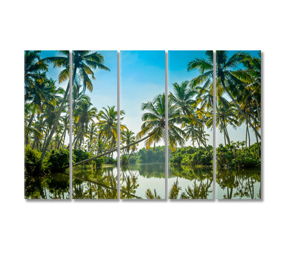Kerala Poovar Island with Palm Trees Canvas Print-Canvas Print-CetArt-5 Panels-36x24 inches-CetArt