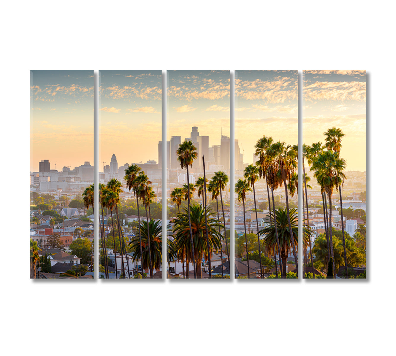 Downtown Los Angeles Skyline at Sunset Canvas Print-Canvas Print-CetArt-5 Panels-36x24 inches-CetArt