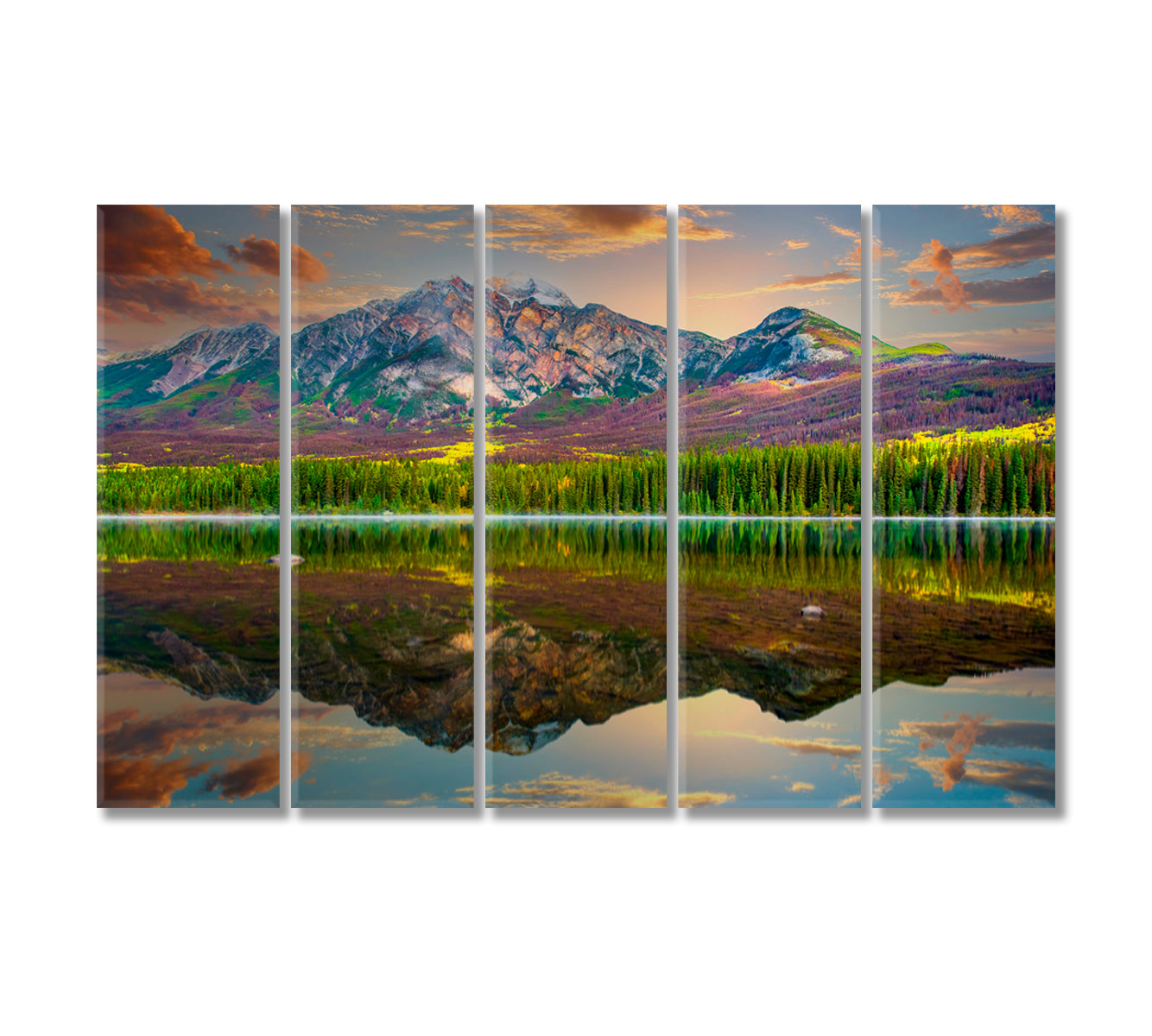 Sunrise at Pyramid Lake Jasper Alberta Canada Canvas Print-Canvas Print-CetArt-5 Panels-36x24 inches-CetArt