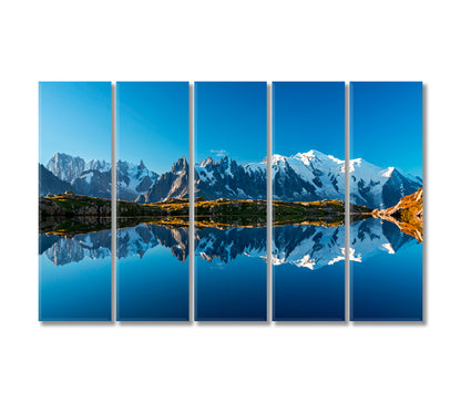 Mont Blanc Reflection in Lac Blanc Lake France Canvas Print-Canvas Print-CetArt-5 Panels-36x24 inches-CetArt