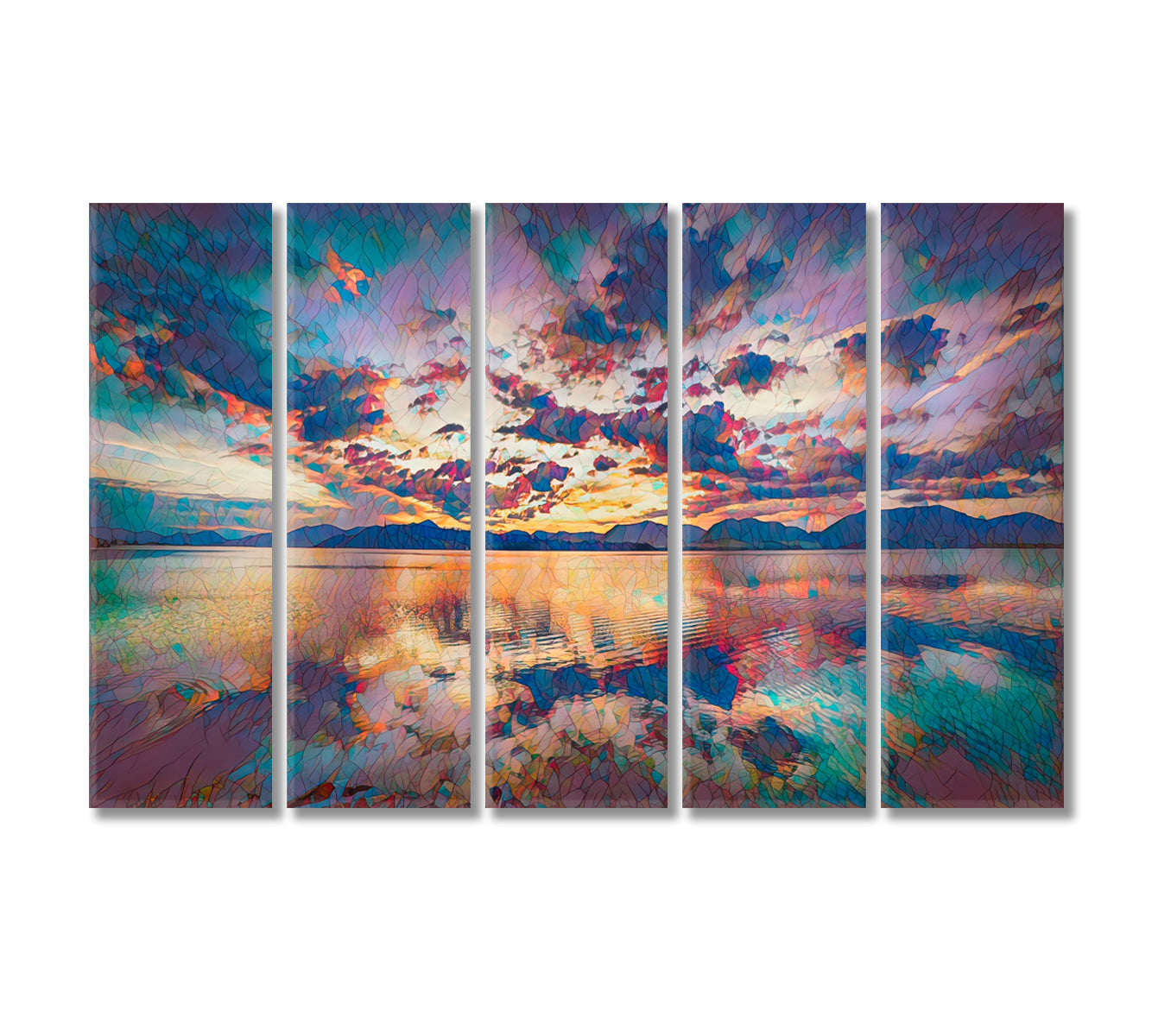 Lake with Beautiful Clouds Landscape Canvas Print-Canvas Print-CetArt-5 Panels-36x24 inches-CetArt