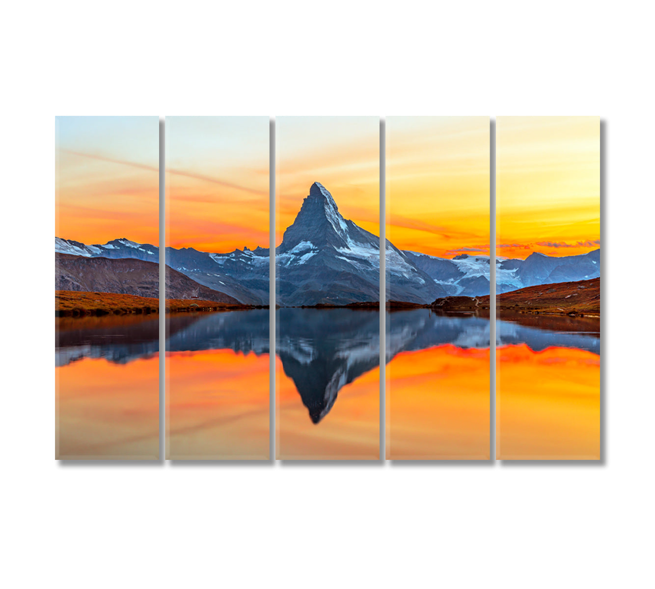 Matterhorn Mountain with Stunning Sunset Switzerland Canvas Print-Canvas Print-CetArt-5 Panels-36x24 inches-CetArt