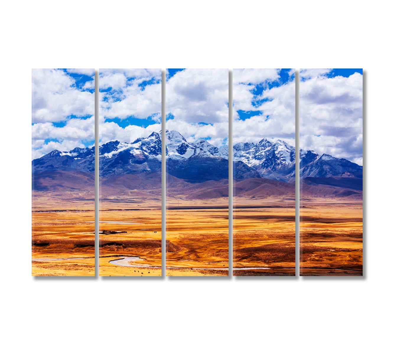 Cordillera Huayhuash Beautiful Mountains Landscapes Peru Canvas Print-Canvas Print-CetArt-5 Panels-36x24 inches-CetArt