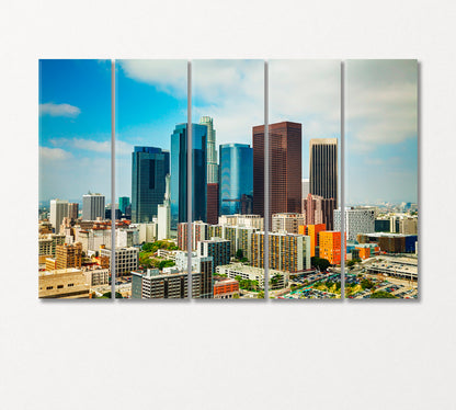 Los Angeles Cityscape on Sunny Day Canvas Print-Canvas Print-CetArt-5 Panels-36x24 inches-CetArt
