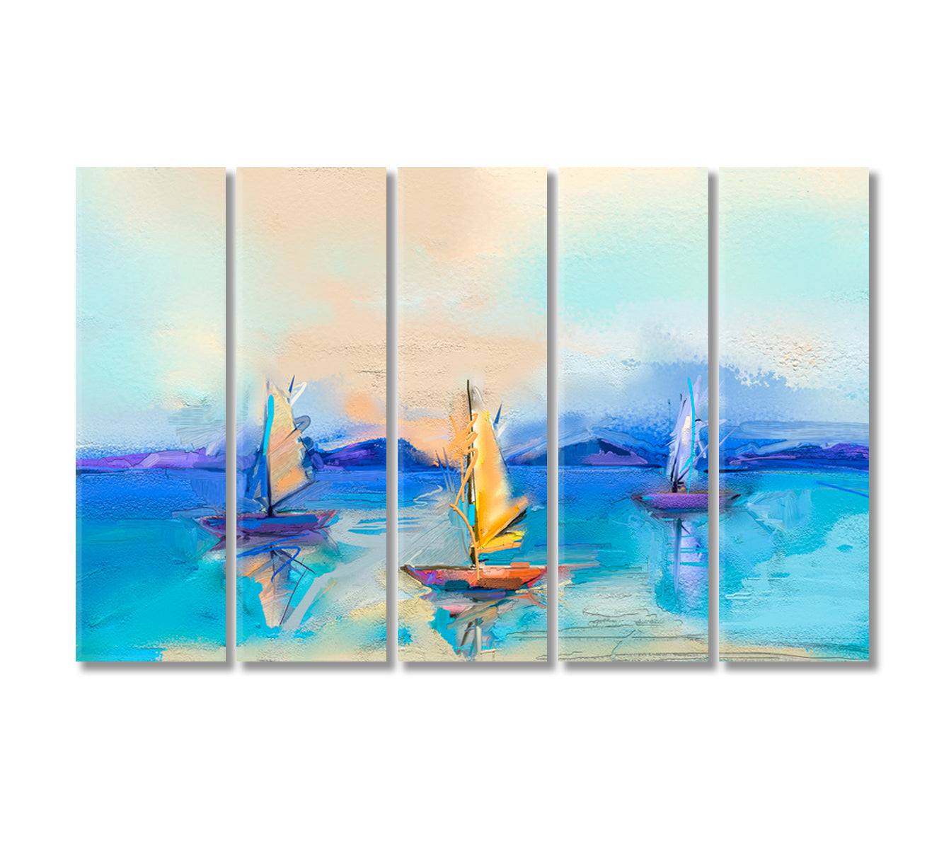 Abstract Seascape with Sailboat Canvas Print-Canvas Print-CetArt-5 Panels-36x24 inches-CetArt
