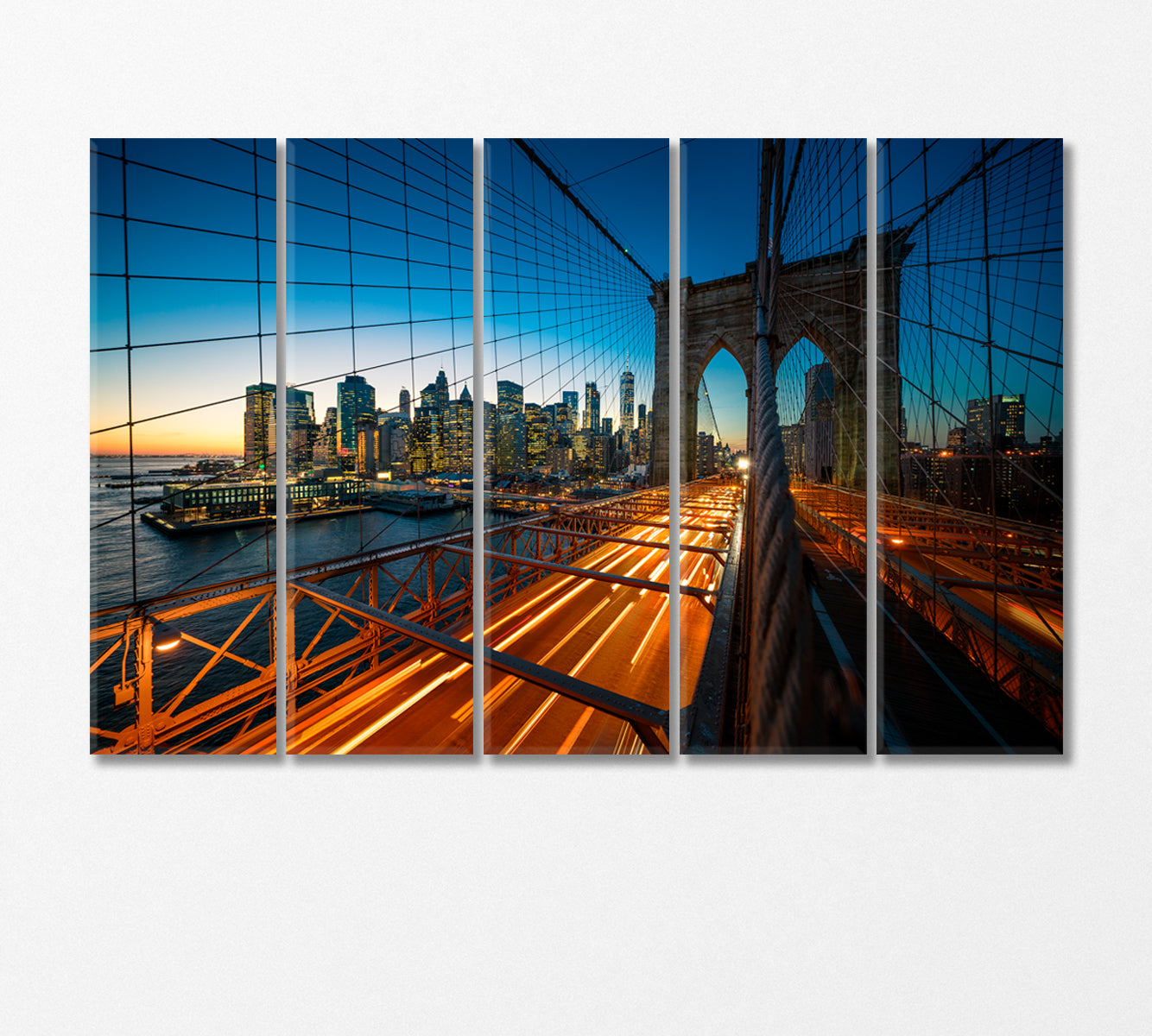 Brooklyn Bridge New York USA Canvas Print-Canvas Print-CetArt-5 Panels-36x24 inches-CetArt