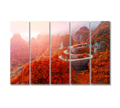 Winding Road in Tianmen Mountain National Park Hunan Canvas Print-Canvas Print-CetArt-5 Panels-36x24 inches-CetArt