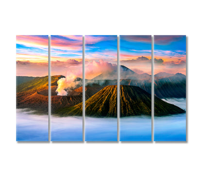 Bromo Volcano Tengger Semeru National Park Java Indonesia Canvas Print-Canvas Print-CetArt-5 Panels-36x24 inches-CetArt