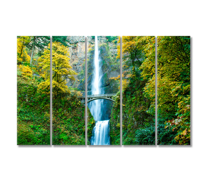 Multnomah Falls in Autumn Columbia River Portland Oregon Canvas Print-Canvas Print-CetArt-5 Panels-36x24 inches-CetArt