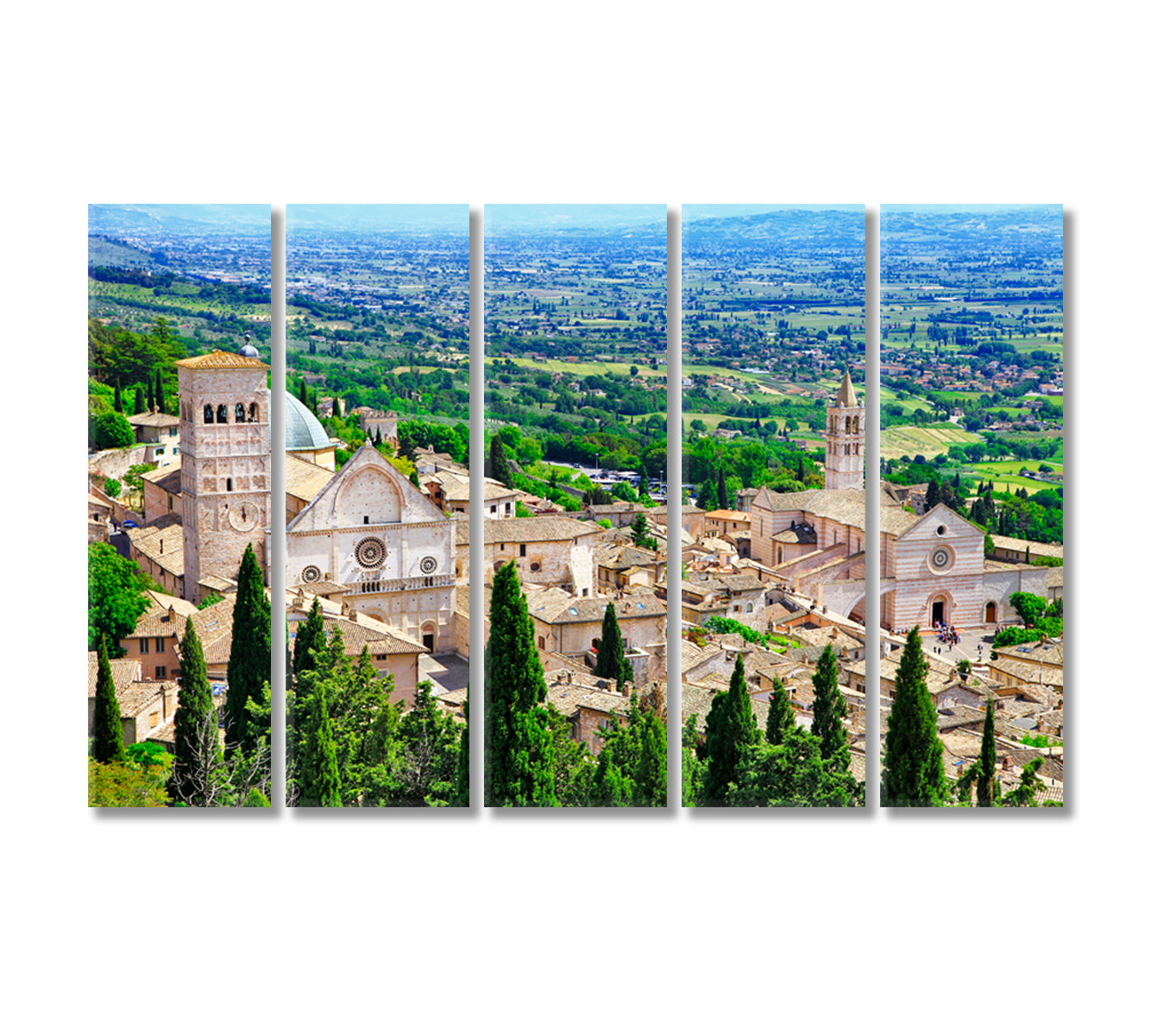 Medieval Assisi Town Umbria Italy Canvas Print-Canvas Print-CetArt-5 Panels-36x24 inches-CetArt