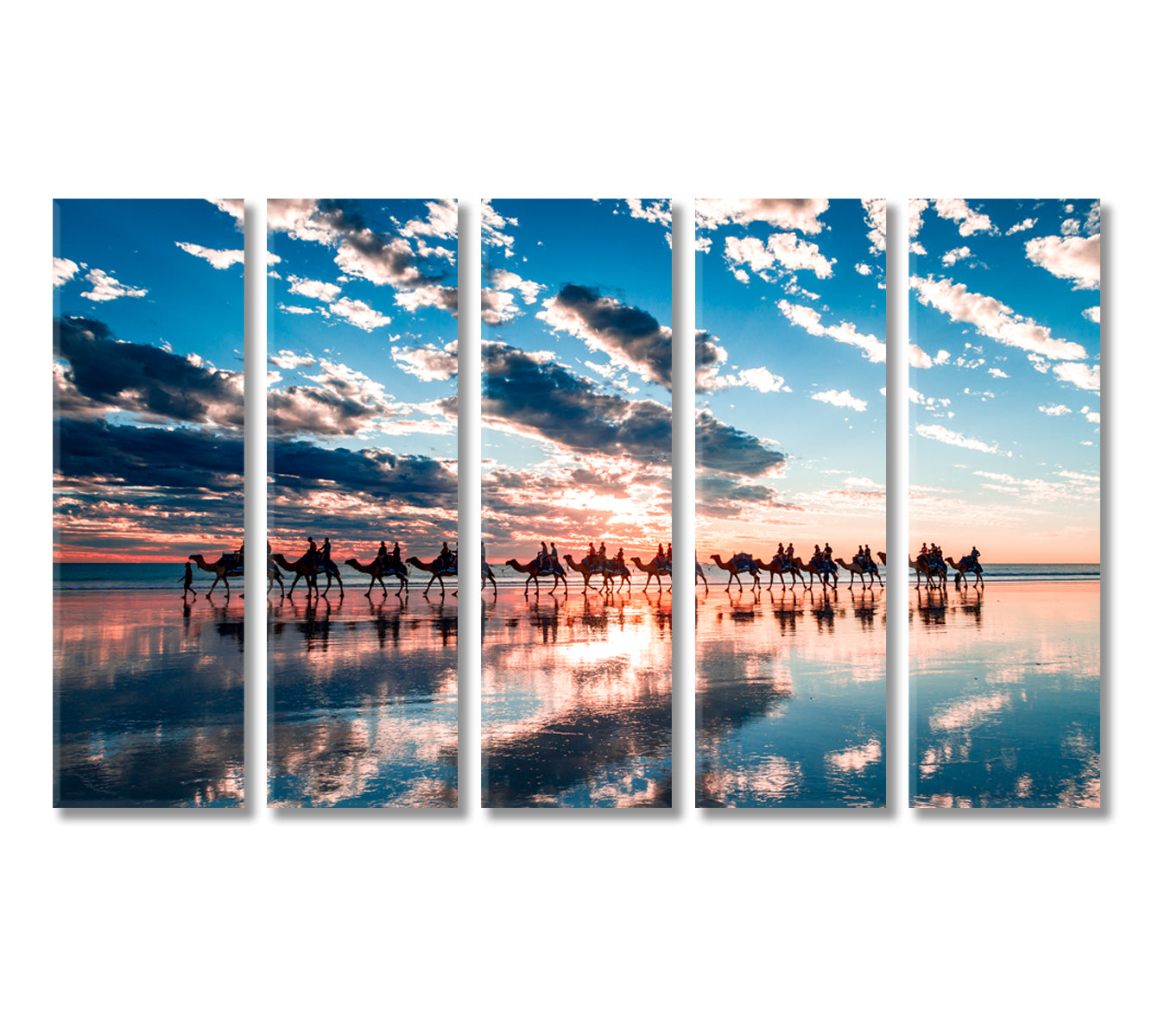 Cable Beach with Camels Australia Canvas Print-Canvas Print-CetArt-5 Panels-36x24 inches-CetArt